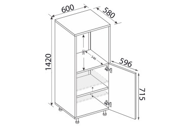 Пенал 60ПД/1420 духовка Pro Blum правий Зображення Пенал 60ПД/1420 духовка Pro Blum правий