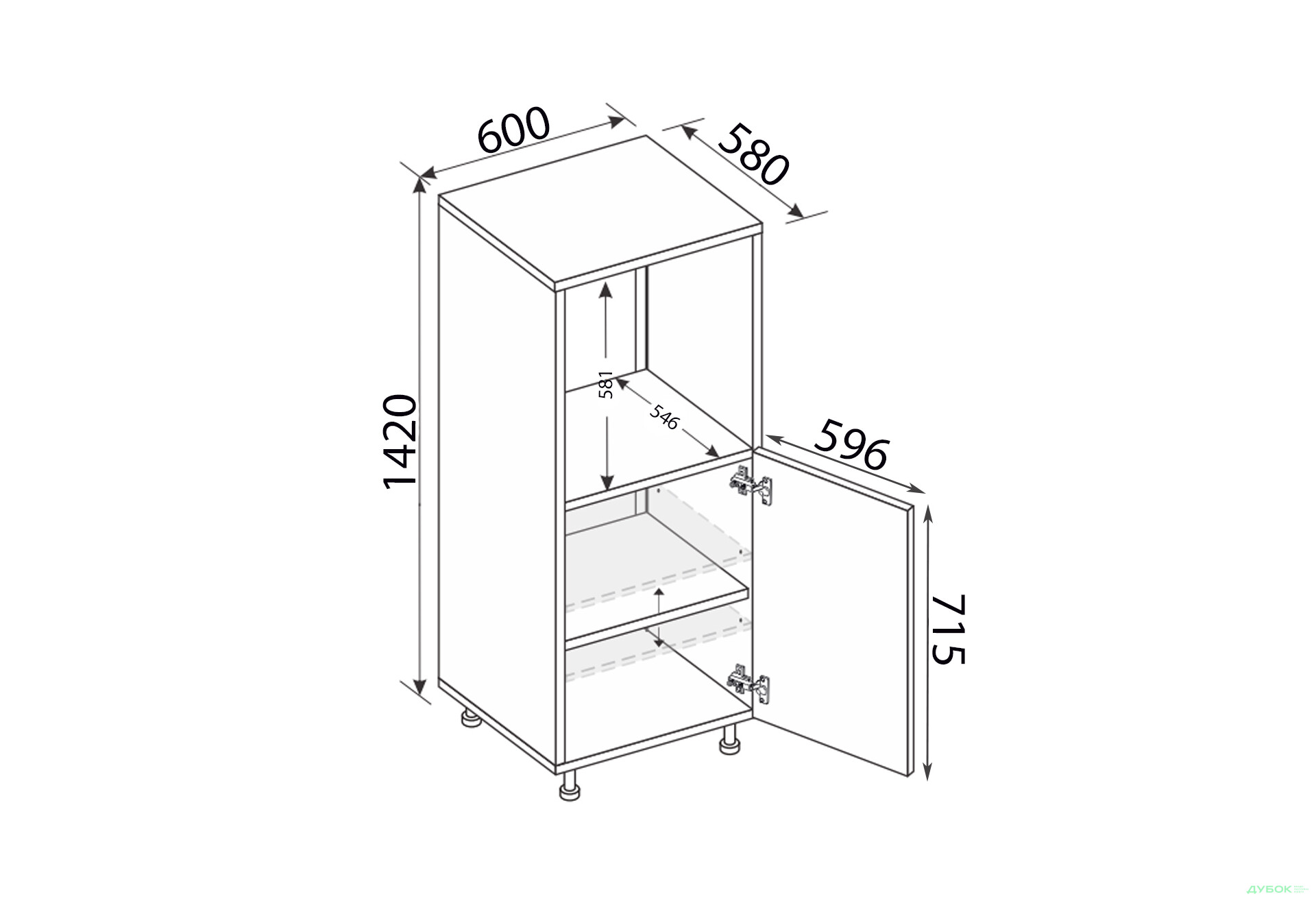 Зображення 2 - Пенал 60ПД/1420 духовка Pro Blum правий Міленіум / Millenium Premium MiroMark