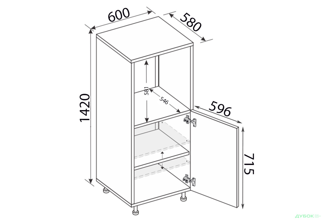 Зображення 2 - Пенал 60ПД/1420 духовка Pro Blum правий Міленіум / Millenium Premium MiroMark