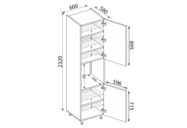 Пенал 60ПД/2320 духовка Pro Blum правий Зображення Пенал 60ПД/2320 духовка Pro Blum правий