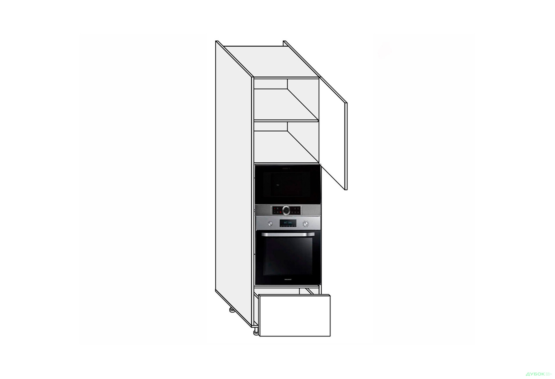 Изображение 1 - Пенал 60ПДМ1ШХ/2140 духовка + микроволновка телескоп Pro Blum+Hettich правый Миллениум / Millenium Premium МироМарк
