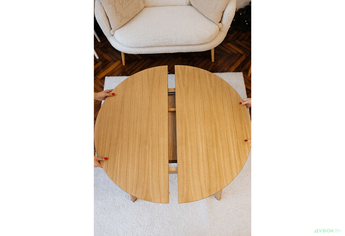 Зображення 12 - Стіл обідній Марс круглий 100+40 natural, розкладний