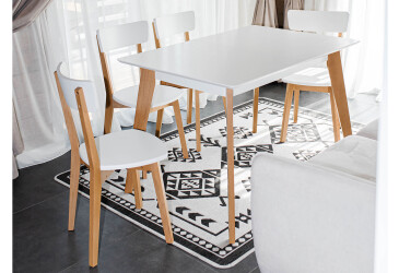 Комплект стіл Мілан розкладний + 4 стільці Тор натуральний / білий Pavlik