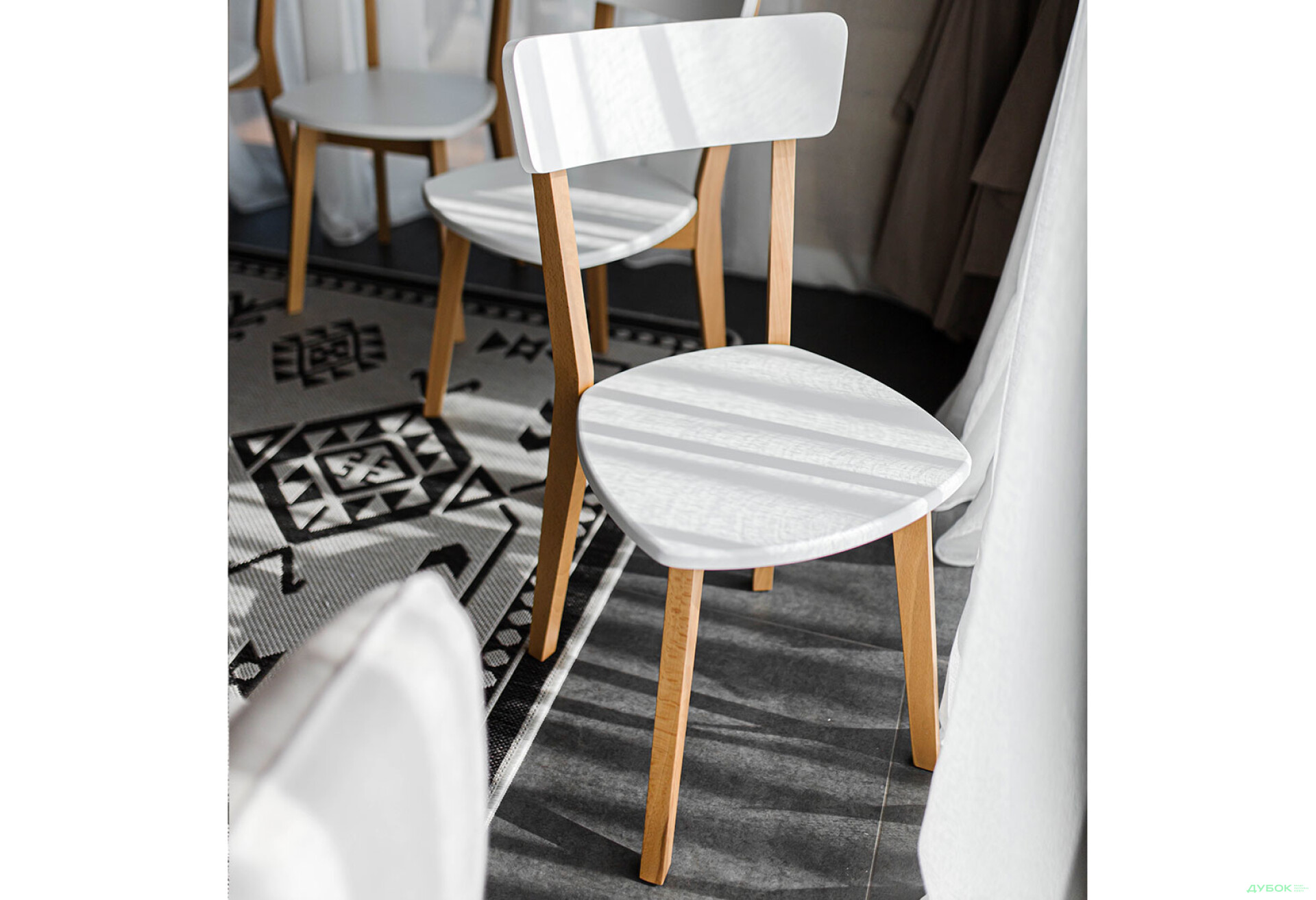 Фото 5 - Комплект стіл Мілан розкладний + 4 стільці Тор натуральний / білий Pavlik