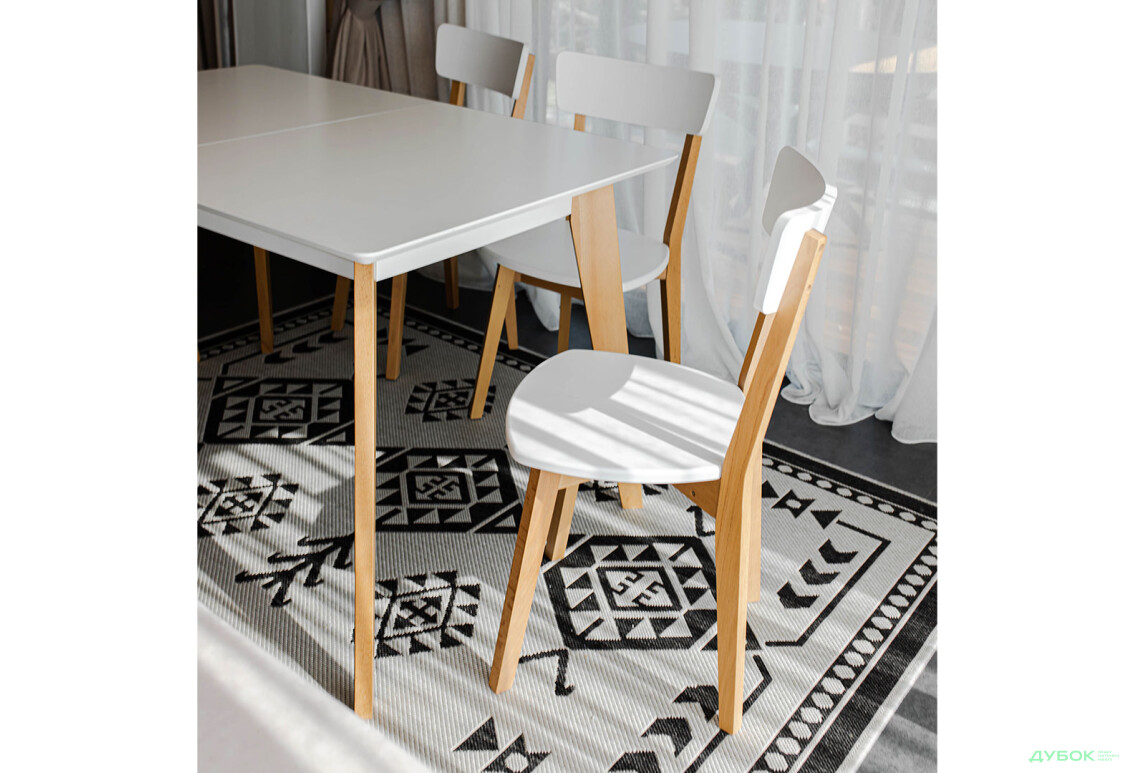Фото 8 - Комплект стіл Мілан розкладний + 4 стільці Тор натуральний / білий Pavlik