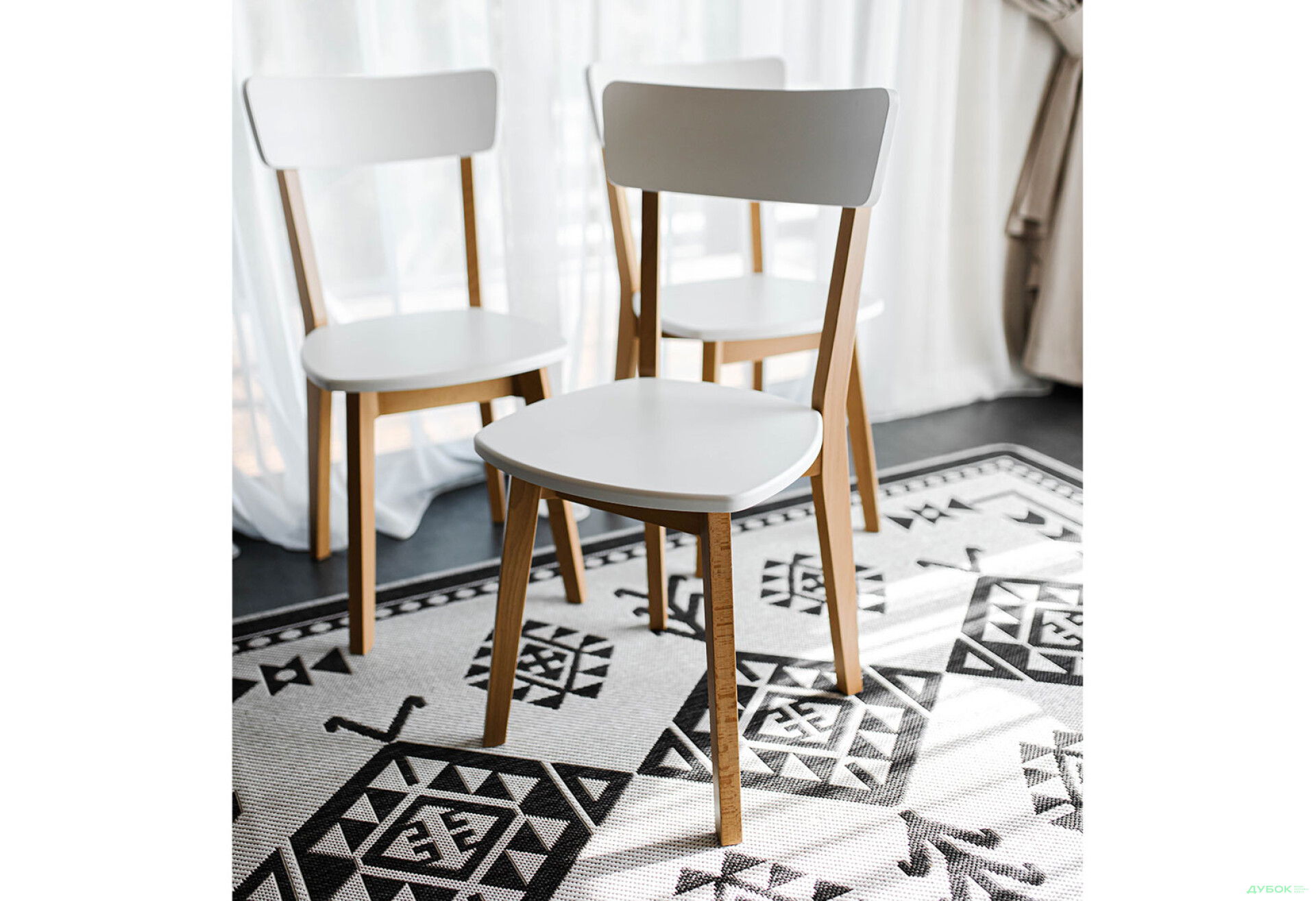 Фото 9 - Комплект стіл Мілан розкладний + 4 стільці Тор натуральний / білий Pavlik