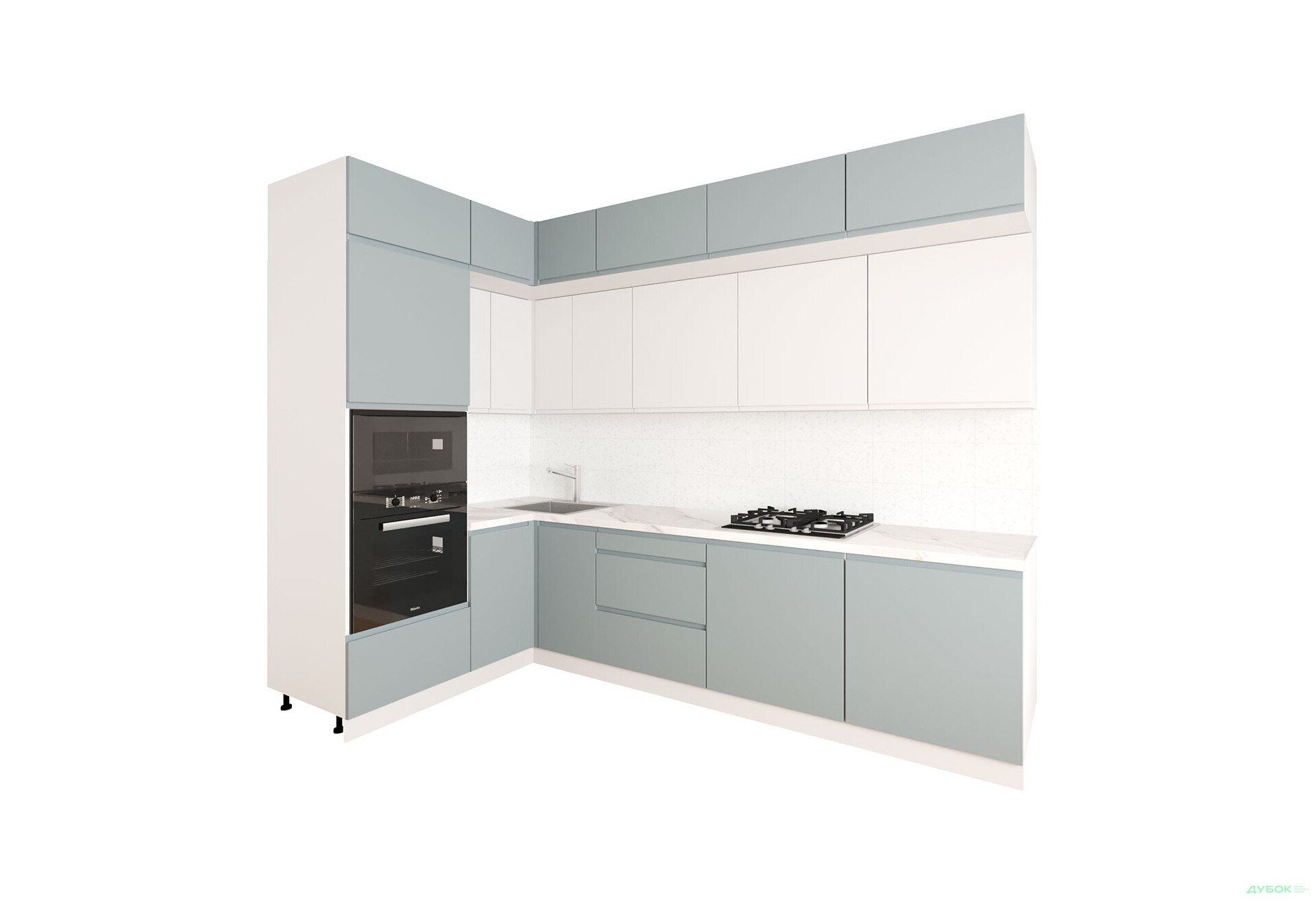 Кухня угловая Вип-Мастер Интерно Люкс / Interno Luxe 160х280 см, серый мат / белый мат - Изображение 2 Изображение 2 - Кухня угловая Вип-Мастер Интерно Люкс / Interno Luxe 160х280 см, серый мат / белый мат