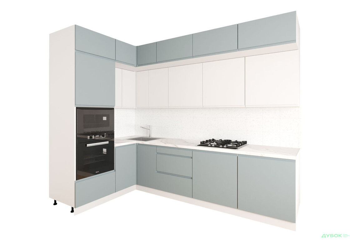 Кухня угловая Вип-Мастер Интерно Люкс / Interno Luxe 160х280 см, серый мат / белый мат - Изображение 2 Изображение 2 - Кухня угловая Вип-Мастер Интерно Люкс / Interno Luxe 160х280 см, серый мат / белый мат