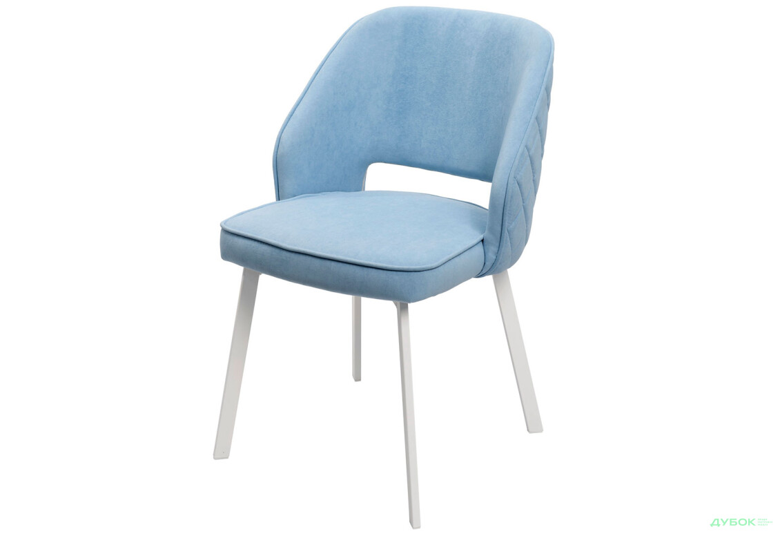 Стул кухонный Bjorn Андре 53x60x84 см мягкий, голубой Uttario Velvet 2960, опора белая