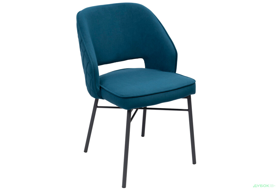 Стілець кухонний Bjorn Андре 53x60x84 см м'який, синій Uttario Velvet 2968, опора чорна - Зображення 3 Зображення 3 - Стілець кухонний Bjorn Андре 53x60x84 см м'який, синій Uttario Velvet 2968, опора чорна