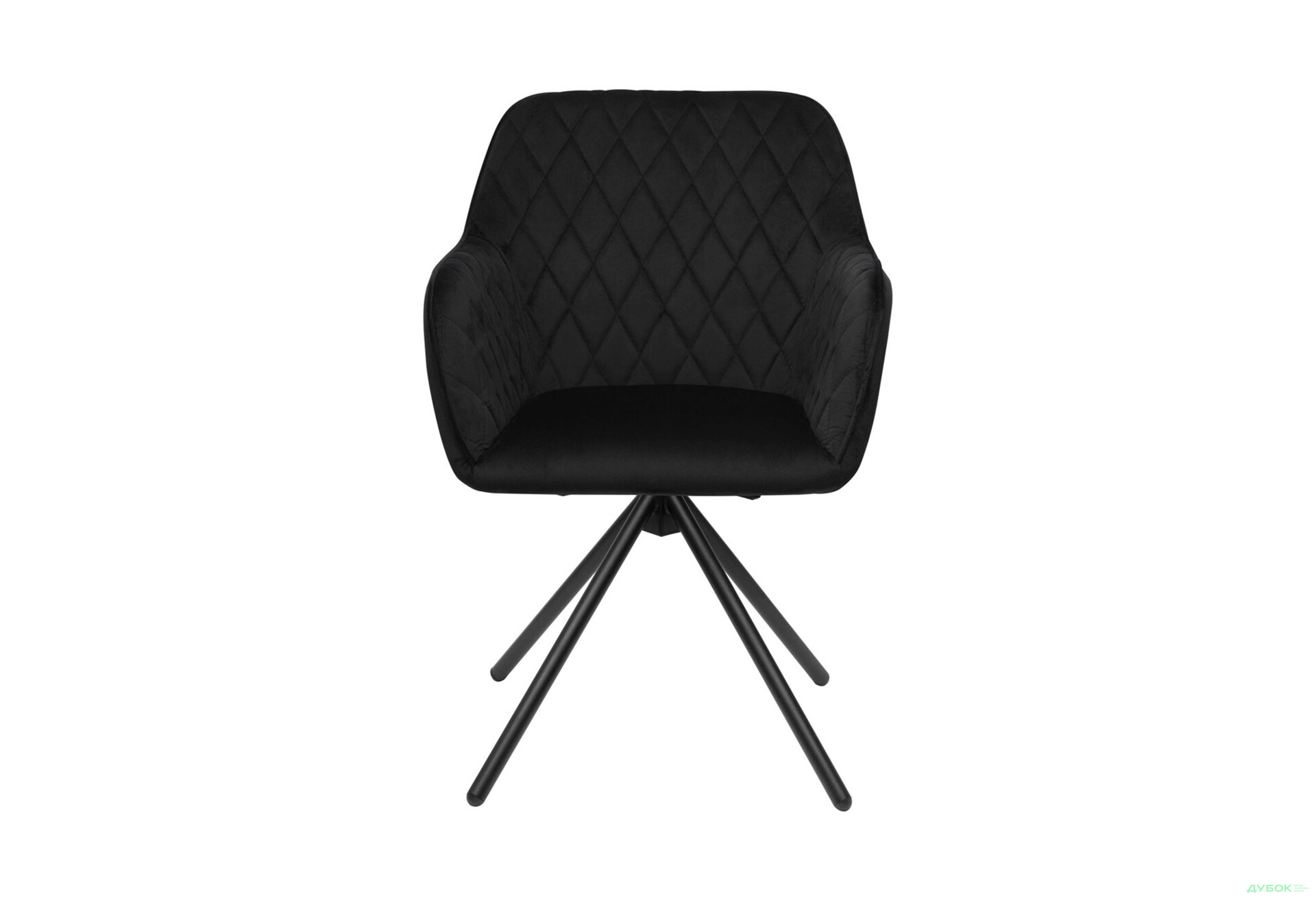 Изображение 2 - Стул кухонный Bjorn Томас 60x60x84 см мягкий с подлокотниками, чорний Riviera 100, опора чорна