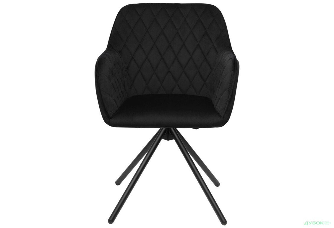Изображение 2 - Стул кухонный Bjorn Томас 60x60x84 см мягкий с подлокотниками, чорний Riviera 100, опора чорна