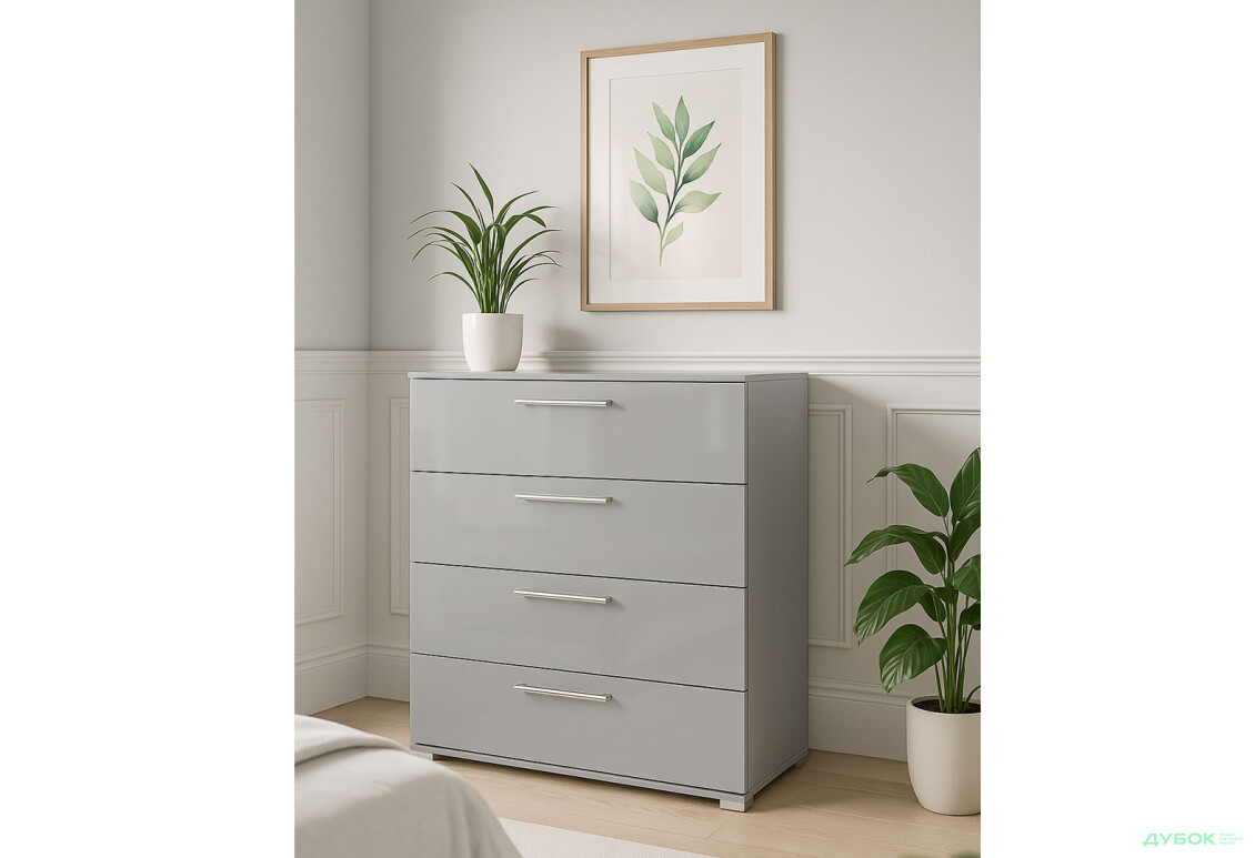 Изображение 2 - Комод МироМарк Меги / Megy с 4 ящиками 100 см глянец серый шиншилла