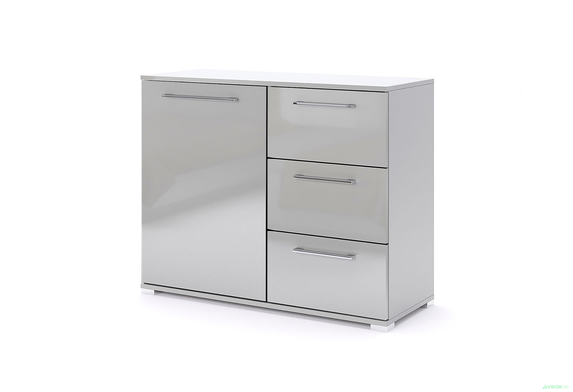 Комод MiroMark Мегі / Megy з дверкою та 3 шухлядами 100 см глянець сірий шиншила - Зображення 1 Зображення 1 - Комод MiroMark Мегі / Megy з дверкою та 3 шухлядами 100 см глянець сірий шиншила