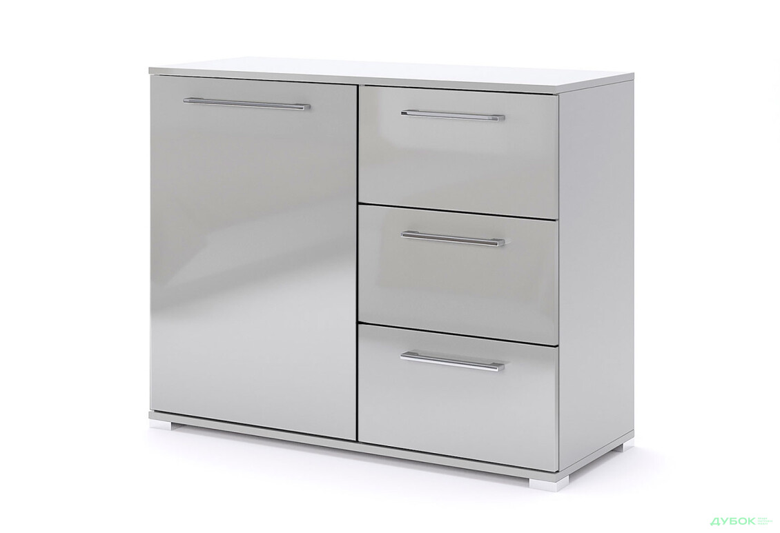 Комод MiroMark Мегі / Megy з дверкою та 3 шухлядами 100 см глянець сірий шиншила - Зображення 1 Зображення 1 - Комод MiroMark Мегі / Megy з дверкою та 3 шухлядами 100 см глянець сірий шиншила
