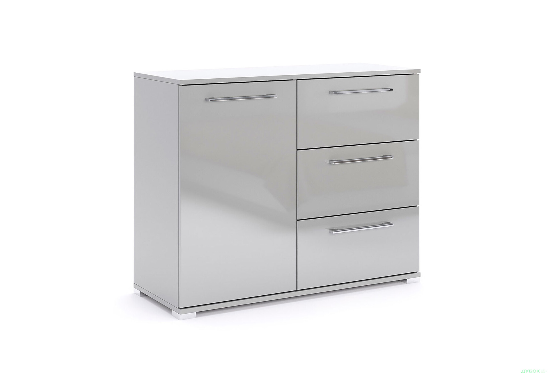 Комод MiroMark Мегі / Megy з дверкою та 3 шухлядами 100 см глянець сірий шиншила - Зображення 3 Зображення 3 - Комод MiroMark Мегі / Megy з дверкою та 3 шухлядами 100 см глянець сірий шиншила