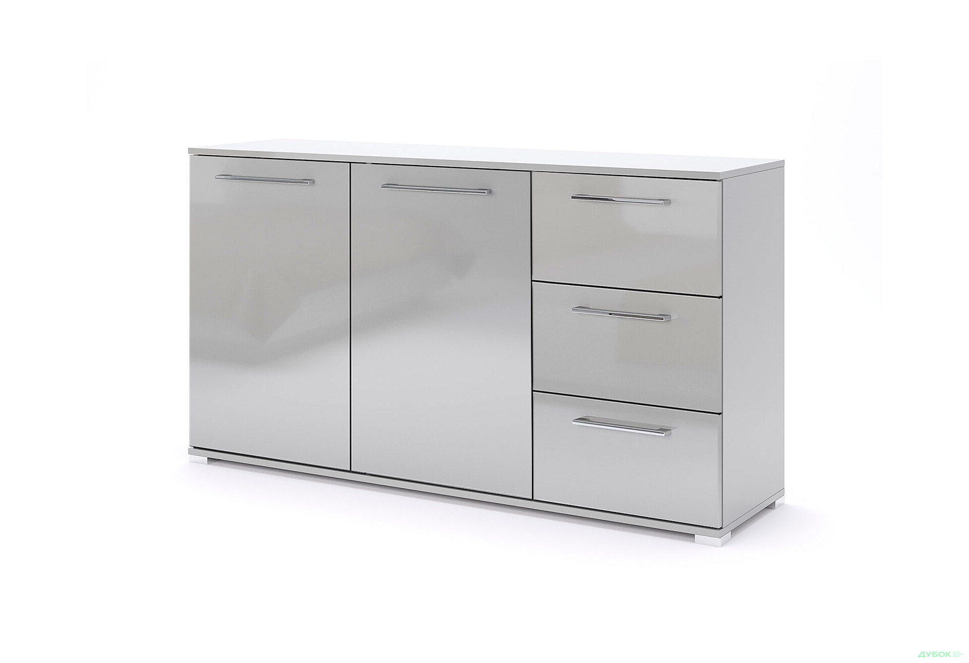 Комод МироМарк Меги / Megy с 2 дверками и 3 ящиками 146 см глянец серый шиншилла - Изображение 1 Изображение 1 - Комод МироМарк Меги / Megy с 2 дверками и 3 ящиками 146 см глянец серый шиншилла