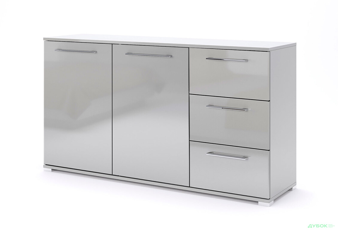 Комод МироМарк Меги / Megy с 2 дверками и 3 ящиками 146 см глянец серый шиншилла - Изображение 1 Изображение 1 - Комод МироМарк Меги / Megy с 2 дверками и 3 ящиками 146 см глянец серый шиншилла