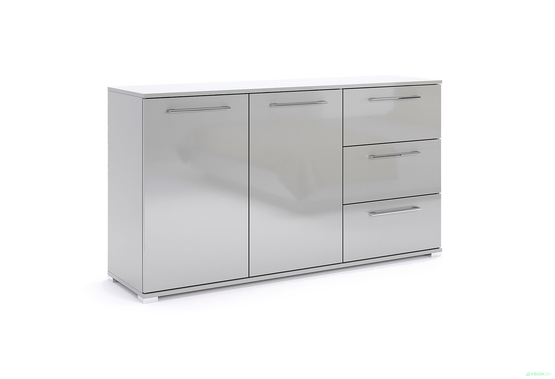 Комод МироМарк Меги / Megy с 2 дверками и 3 ящиками 146 см глянец серый шиншилла - Изображение 3 Изображение 3 - Комод МироМарк Меги / Megy с 2 дверками и 3 ящиками 146 см глянец серый шиншилла