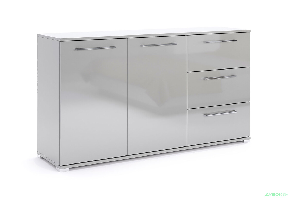 Комод МироМарк Меги / Megy с 2 дверками и 3 ящиками 146 см глянец серый шиншилла - Изображение 3 Изображение 3 - Комод МироМарк Меги / Megy с 2 дверками и 3 ящиками 146 см глянец серый шиншилла