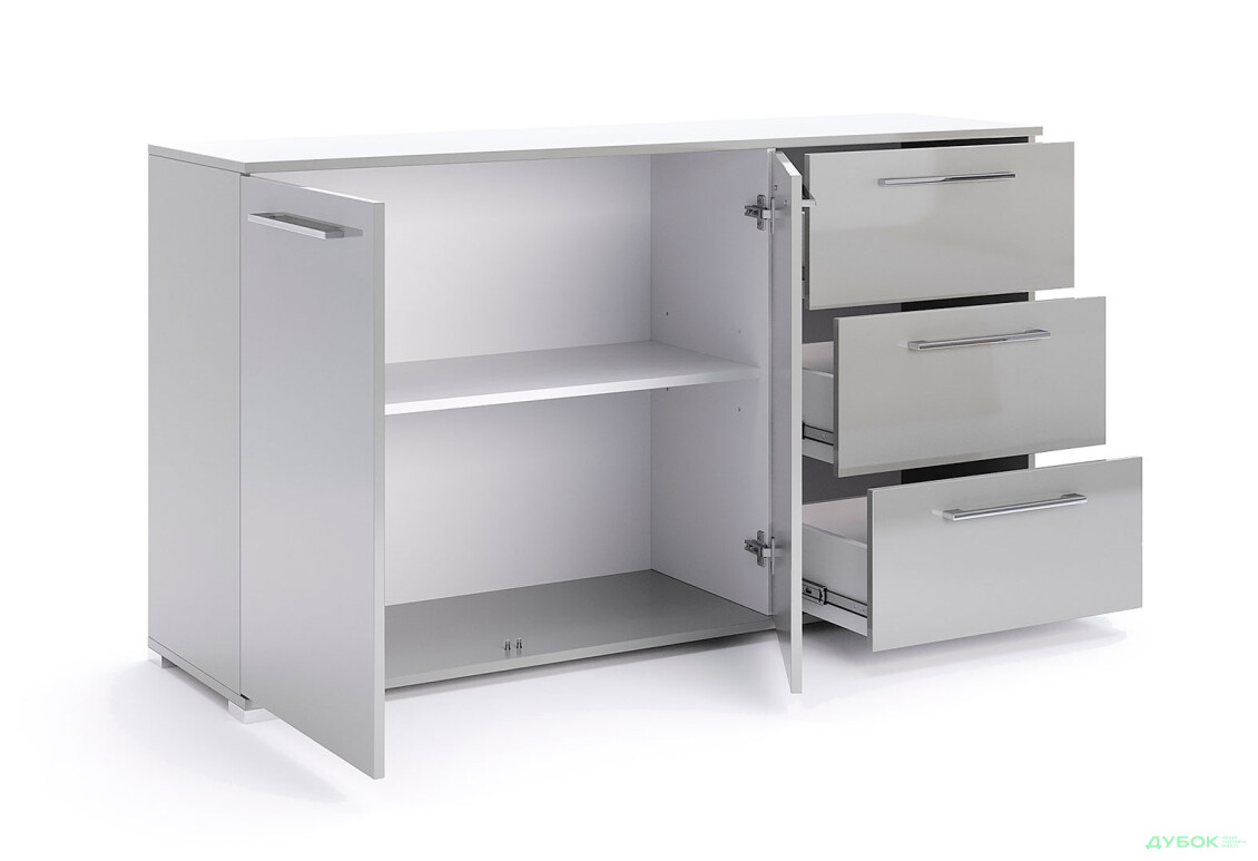 Комод МироМарк Меги / Megy с 2 дверками и 3 ящиками 146 см глянец серый шиншилла - Изображение 4 Изображение 4 - Комод МироМарк Меги / Megy с 2 дверками и 3 ящиками 146 см глянец серый шиншилла