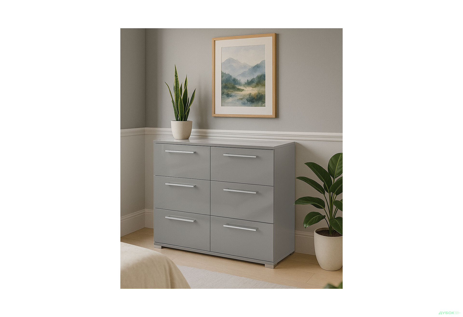 Зображення 2 - Комод MiroMark Мегі / Megy з 6 шухлядами 108 см глянець сірий шиншила