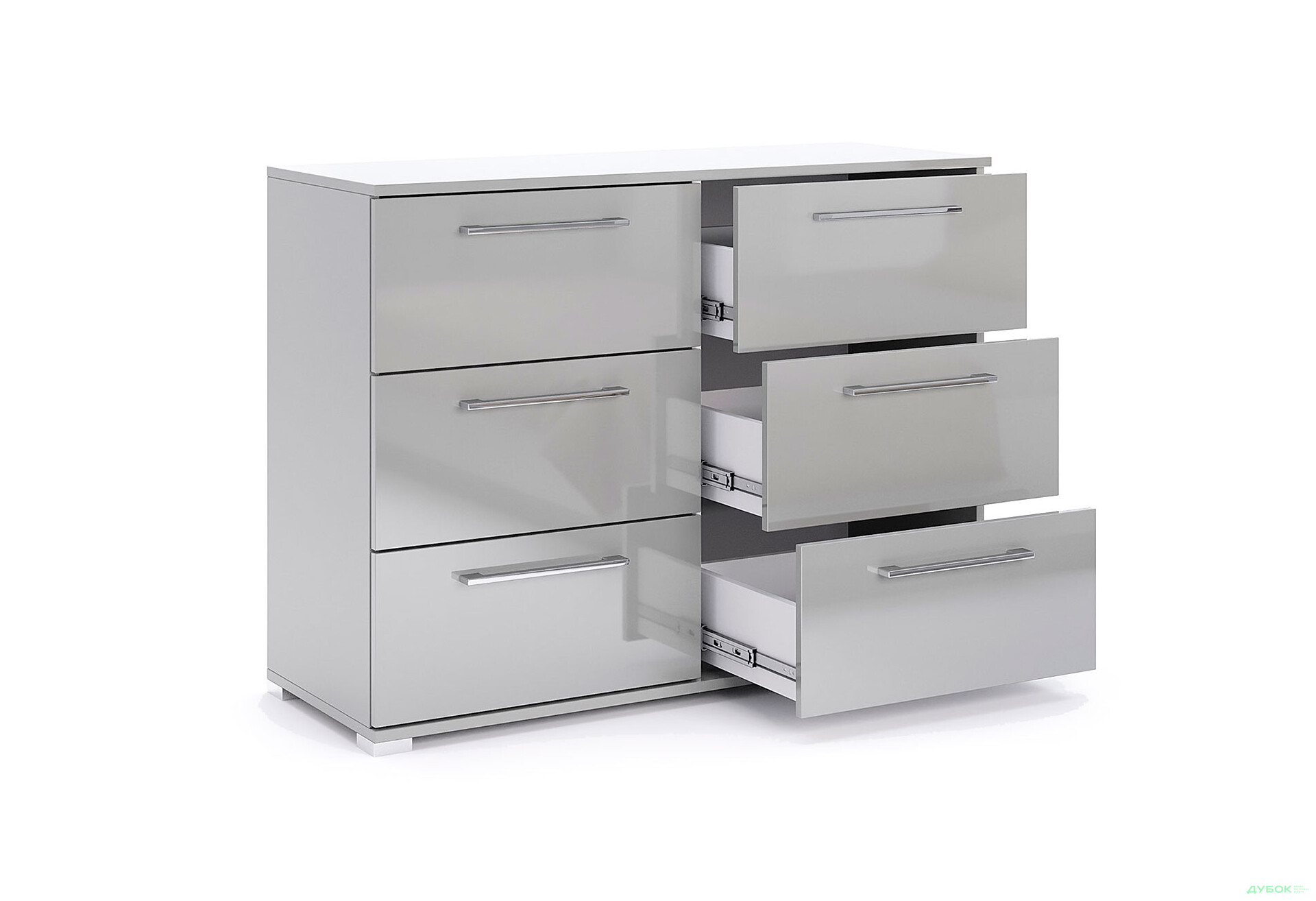 Комод МироМарк Меги / Megy с 6 ящиками 108 см глянец серый шиншилла - Изображение 4 Изображение 4 - Комод МироМарк Меги / Megy с 6 ящиками 108 см глянец серый шиншилла