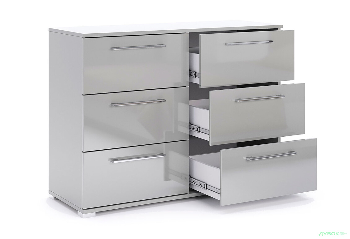 Комод МироМарк Меги / Megy с 6 ящиками 108 см глянец серый шиншилла - Изображение 4 Изображение 4 - Комод МироМарк Меги / Megy с 6 ящиками 108 см глянец серый шиншилла