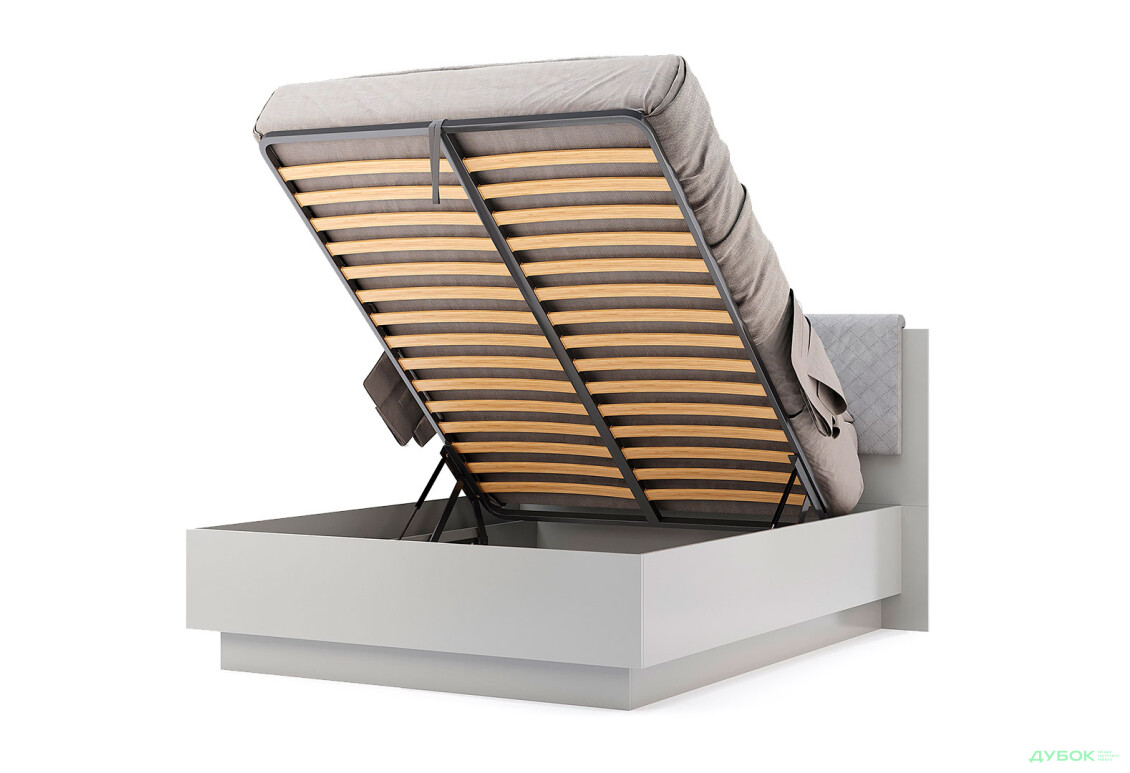 Ліжко-подіум MiroMark Мегі / Megy підйомне з каркасом 160x200 см глянець сірий шиншила - Зображення 3 Зображення 3 - Ліжко-подіум MiroMark Мегі / Megy підйомне з каркасом 160x200 см глянець сірий шиншила