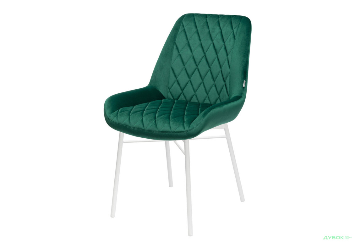 Стілець кухонний Bjorn Норд 52x63x48 см м'який, смарагдовий Magic Velvet 2225, опора біла