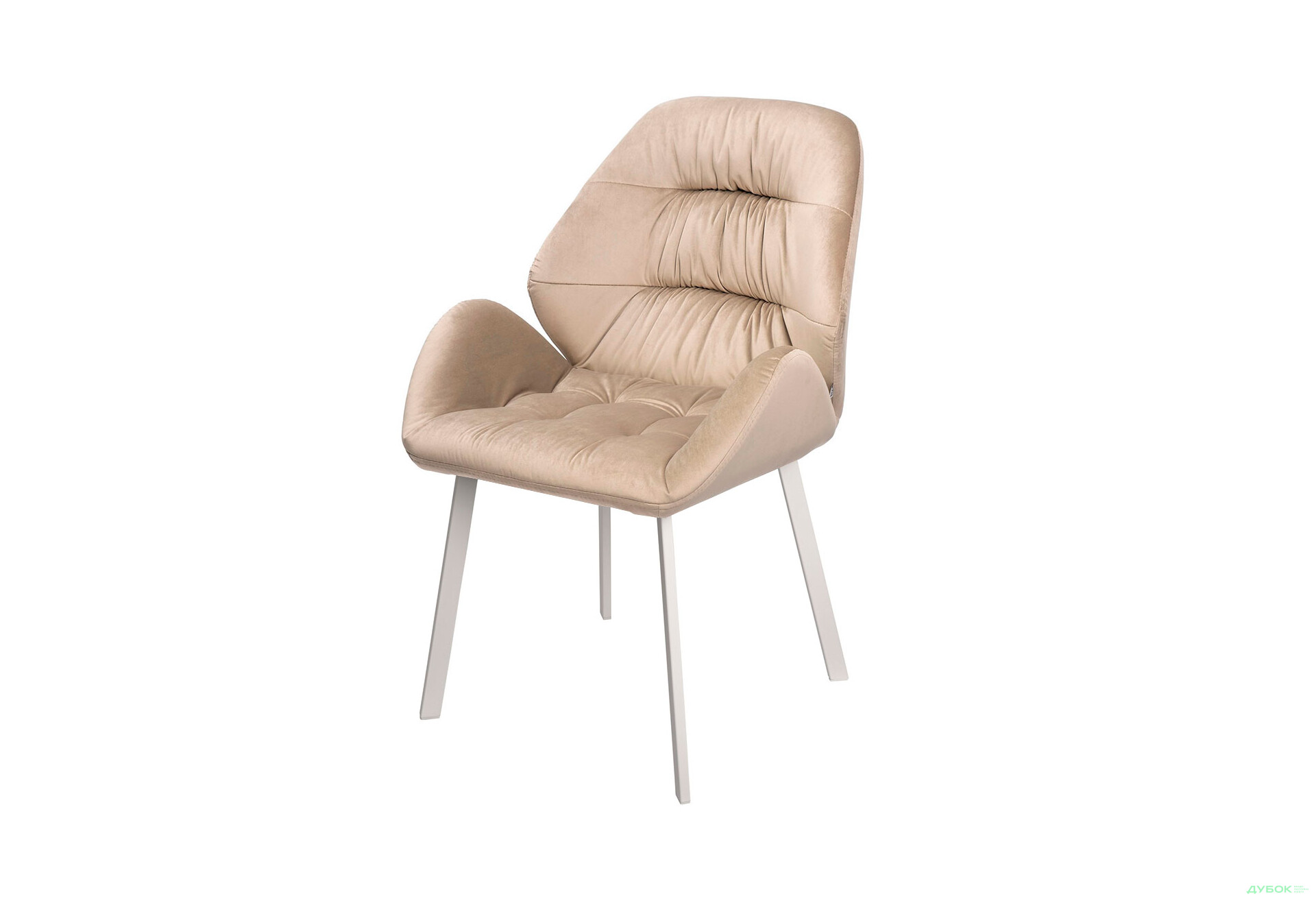 Зображення 1 - Стілець кухонний Bjorn Колін 88x56x85 см м'який з підлокітникам, бежевий Magic Velvet 2210, опора біла
