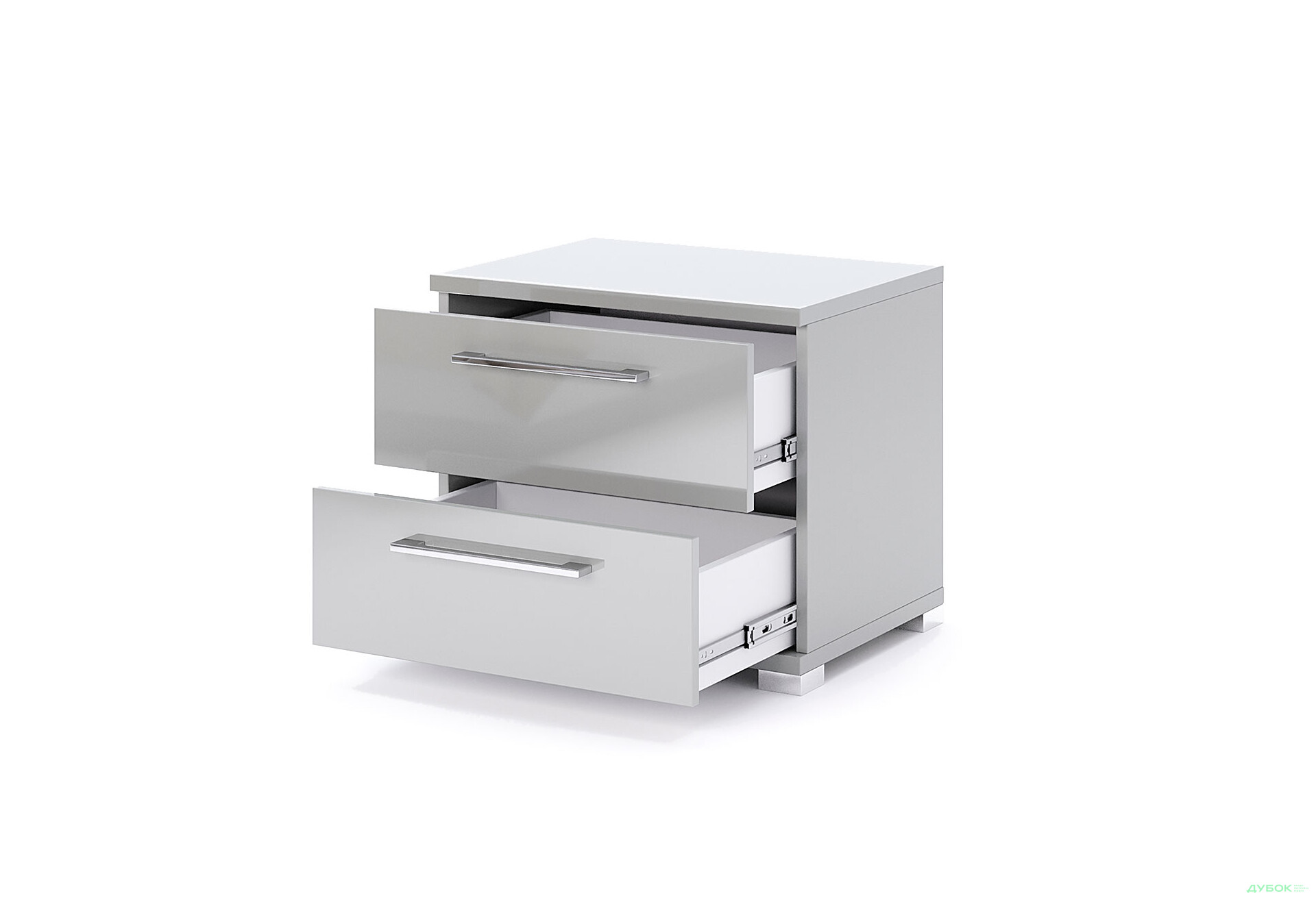 Тумба приліжкова MiroMark Мегі / Megy з 2 шухлядами 55 см глянець сірий шиншила - Зображення 2 Зображення 2 - Тумба приліжкова MiroMark Мегі / Megy з 2 шухлядами 55 см глянець сірий шиншила