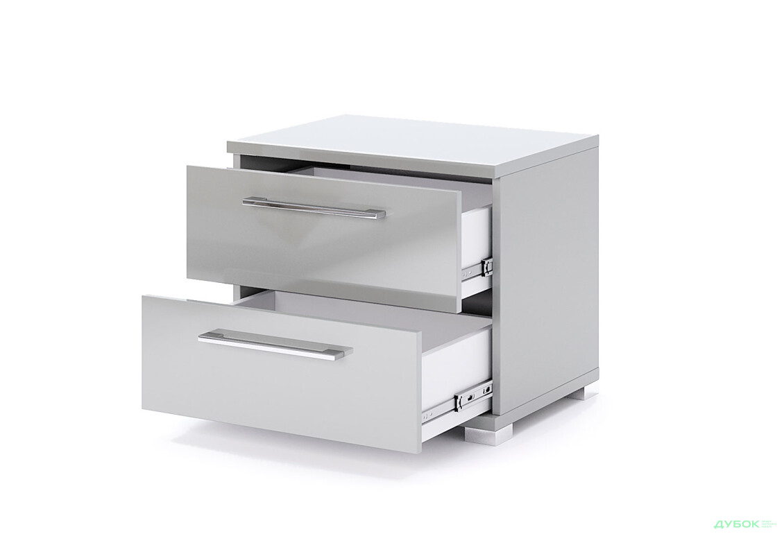 Тумба приліжкова MiroMark Мегі / Megy з 2 шухлядами 55 см глянець сірий шиншила - Зображення 2 Зображення 2 - Тумба приліжкова MiroMark Мегі / Megy з 2 шухлядами 55 см глянець сірий шиншила