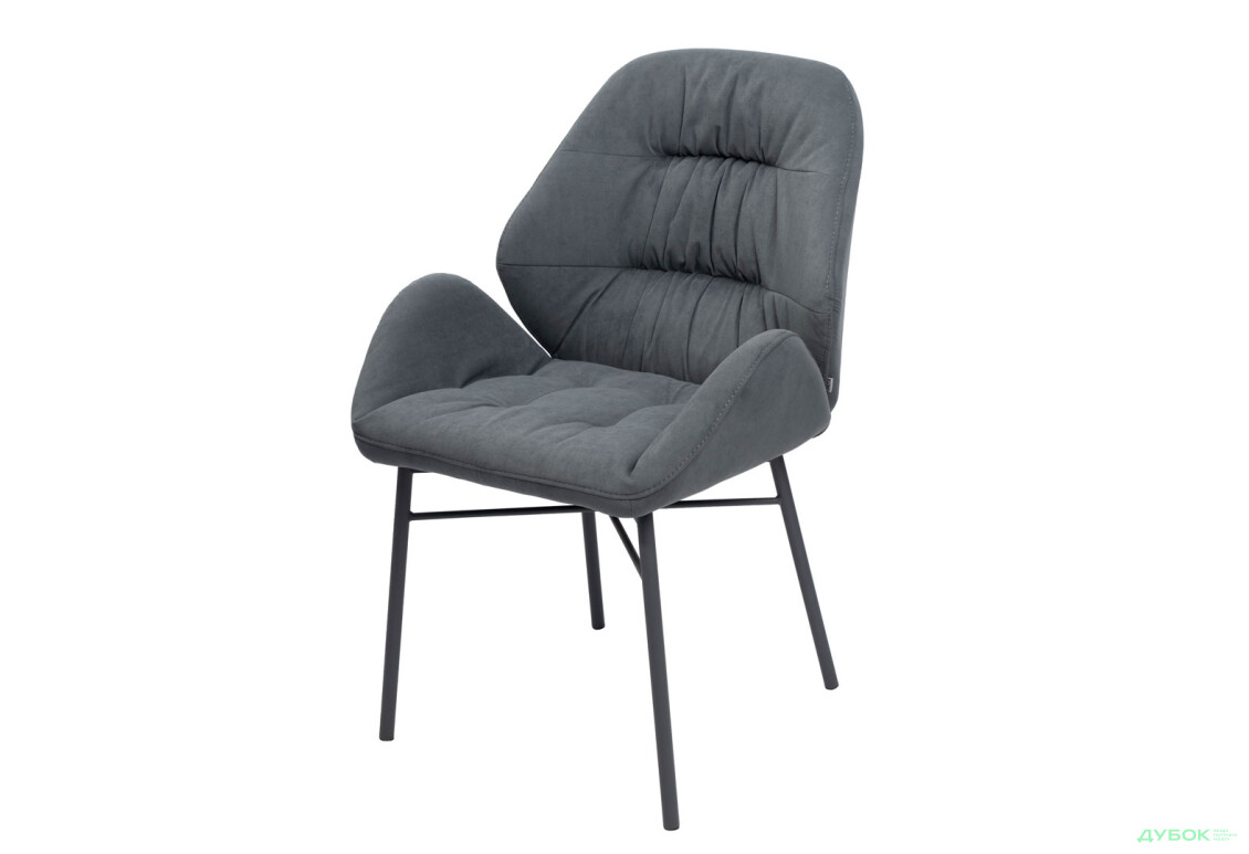 Стілець кухонний Bjorn Колін 88x56x85 см м'який з підлокітникам, сірий Uttario Velvet 2970, опора сіра