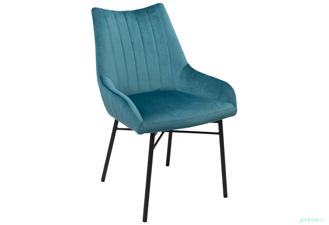 Зображення 3 - Стілець кухонний Bjorn Деніс 58x62x88 см м'який, синій Magic Velvet 2221, опора чорна