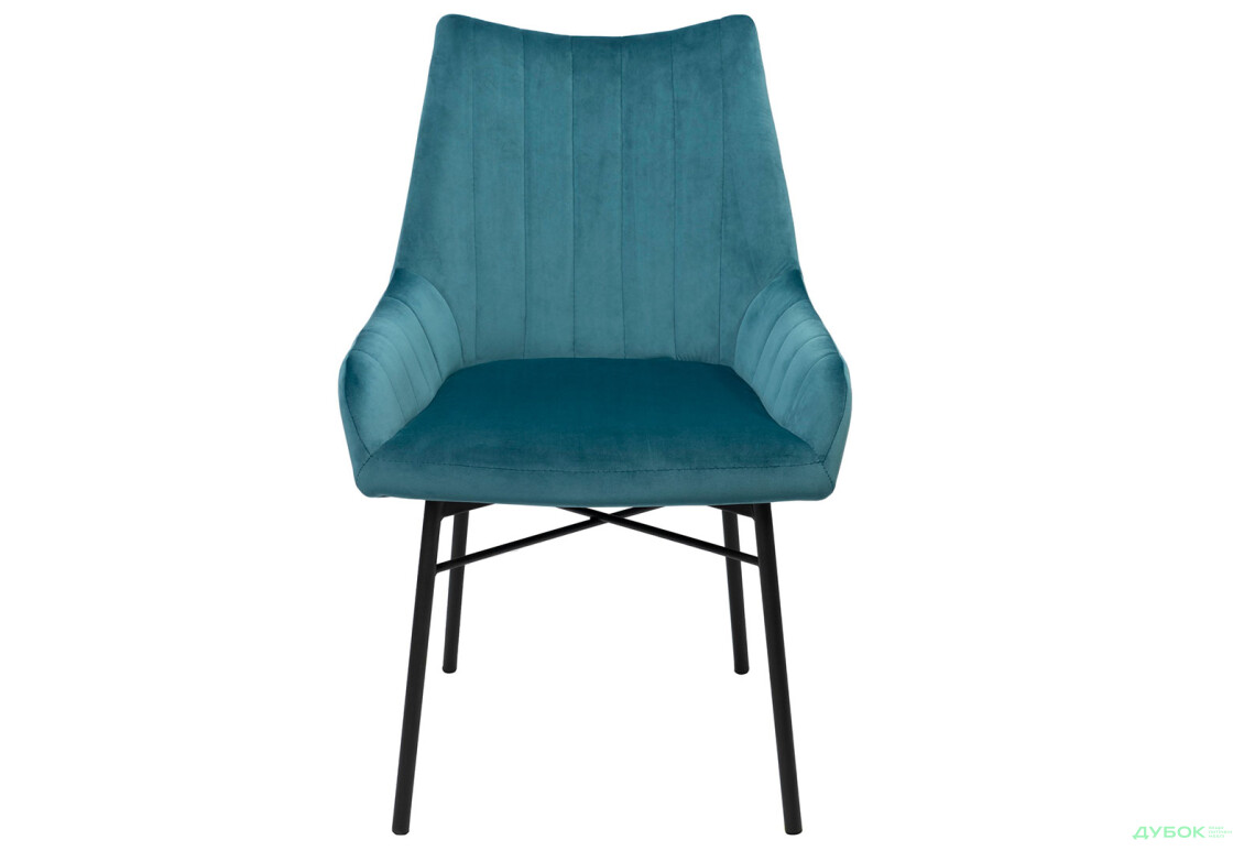 Зображення 2 - Стілець кухонний Bjorn Деніс 58x62x88 см м'який, синій Magic Velvet 2221, опора чорна