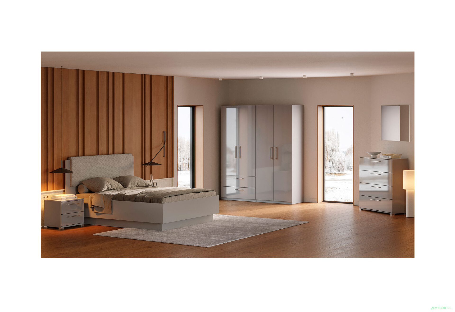 Спальня MiroMark Мегі / Megy 4D 160 см, глянець сірий шиншила - Зображення 1 Зображення 1 - Спальня MiroMark Мегі / Megy 4D 160 см, глянець сірий шиншила