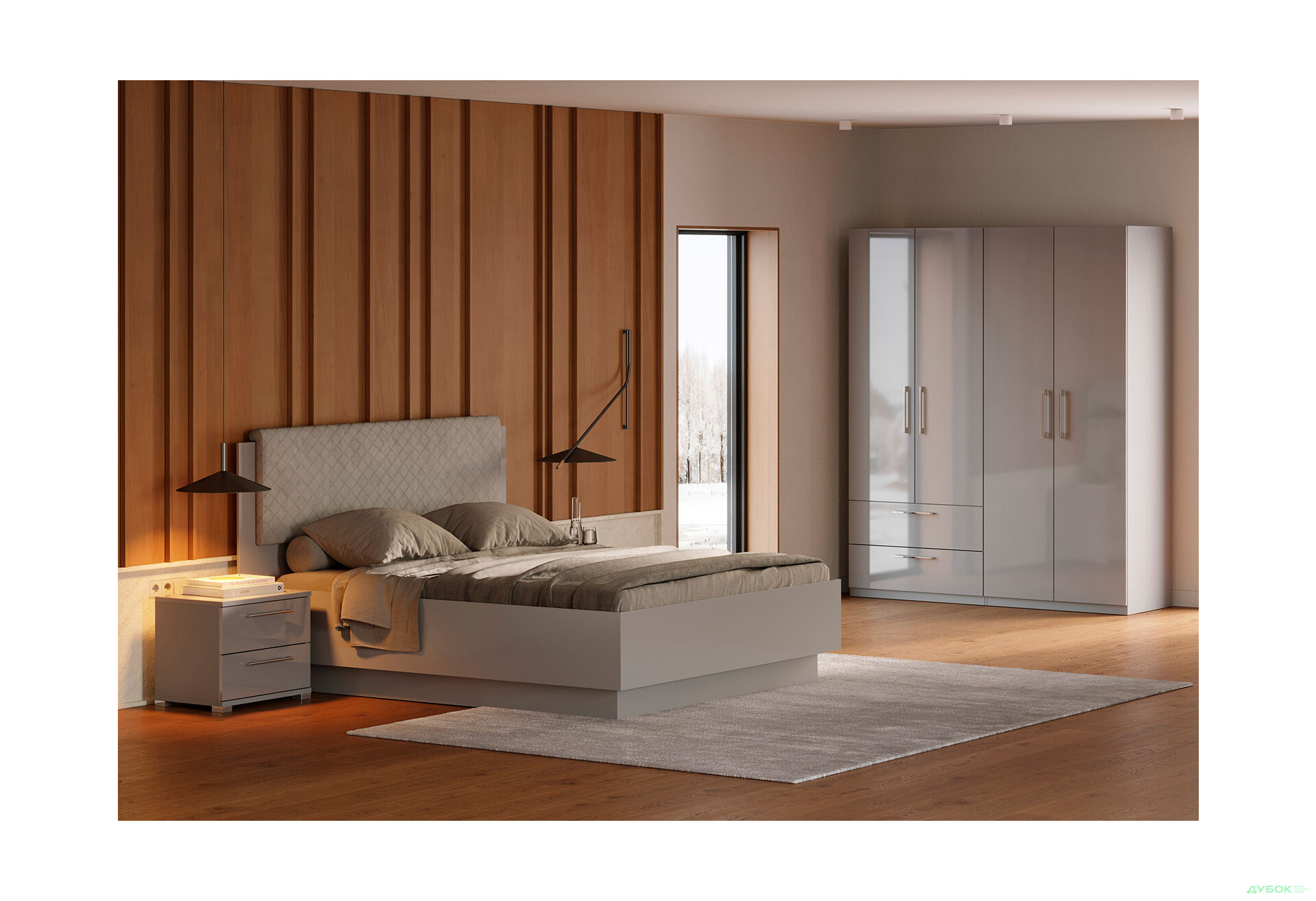 Спальня MiroMark Мегі / Megy 4D 160 см, глянець сірий шиншила - Зображення 2 Зображення 2 - Спальня MiroMark Мегі / Megy 4D 160 см, глянець сірий шиншила