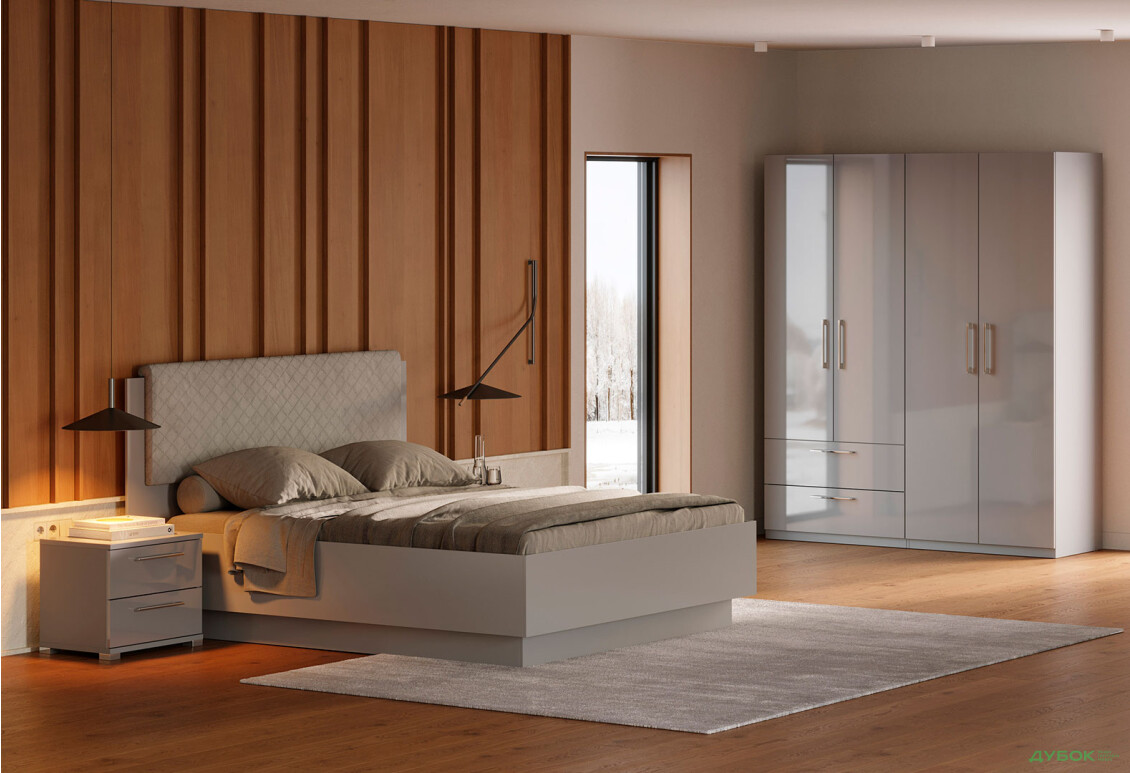 Спальня MiroMark Мегі / Megy 4D 160 см, глянець сірий шиншила - Зображення 2 Зображення 2 - Спальня MiroMark Мегі / Megy 4D 160 см, глянець сірий шиншила