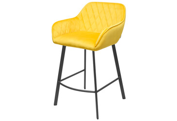 Стул полубарный Bjorn Томас РВ 55x54x90 см с подлокотниками, желтый Magic Velvet 2290, опора черная