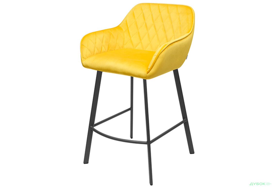 Стул полубарный Bjorn Томас РВ 55x54x90 см с подлокотниками, желтый Magic Velvet 2290, опора черная