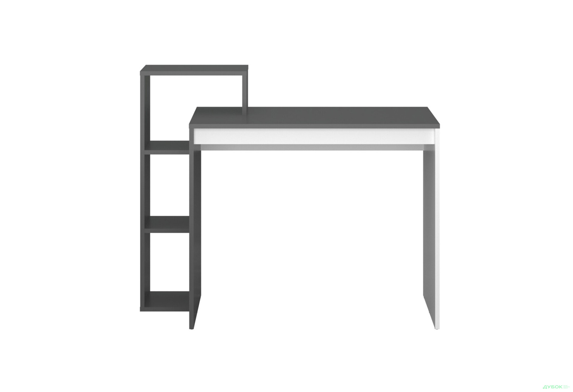 Стіл комп'ютерний VMV holding Н 110x40 см з полицями та надставкою, графіт/білий - Зображення 2 Зображення 2 - Стіл комп'ютерний VMV holding Н 110x40 см з полицями та надставкою, графіт/білий