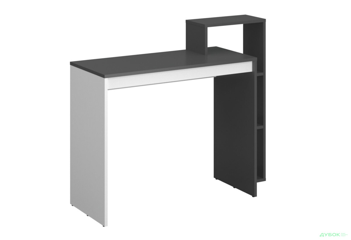 Стіл комп'ютерний VMV holding Н 110x40 см з полицями та надставкою, графіт/білий - Зображення 3 Зображення 3 - Стіл комп'ютерний VMV holding Н 110x40 см з полицями та надставкою, графіт/білий