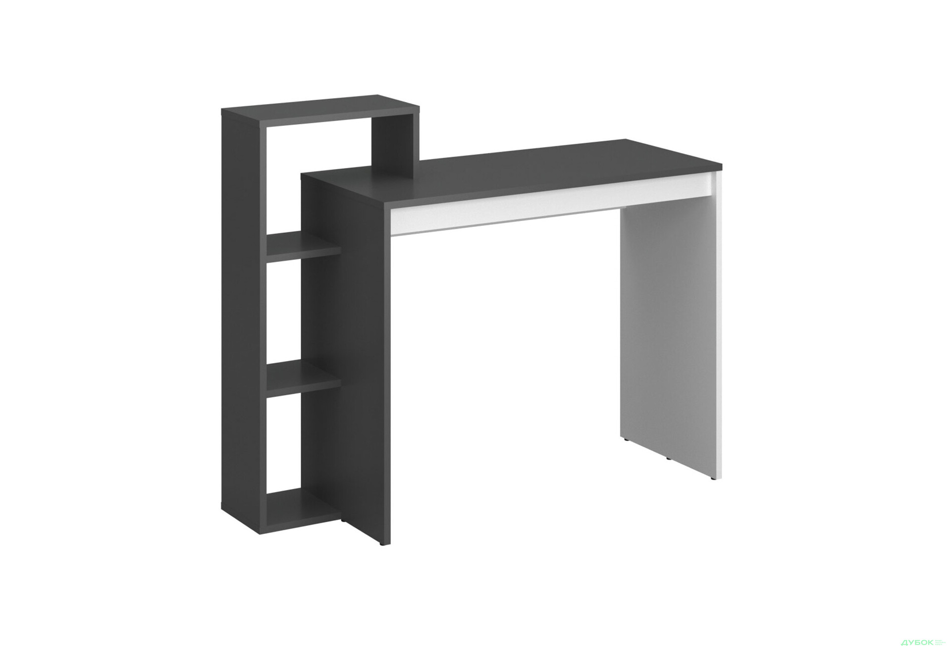 Стіл комп'ютерний VMV holding Н 110x40 см з полицями та надставкою, графіт/білий - Зображення 4 Зображення 4 - Стіл комп'ютерний VMV holding Н 110x40 см з полицями та надставкою, графіт/білий