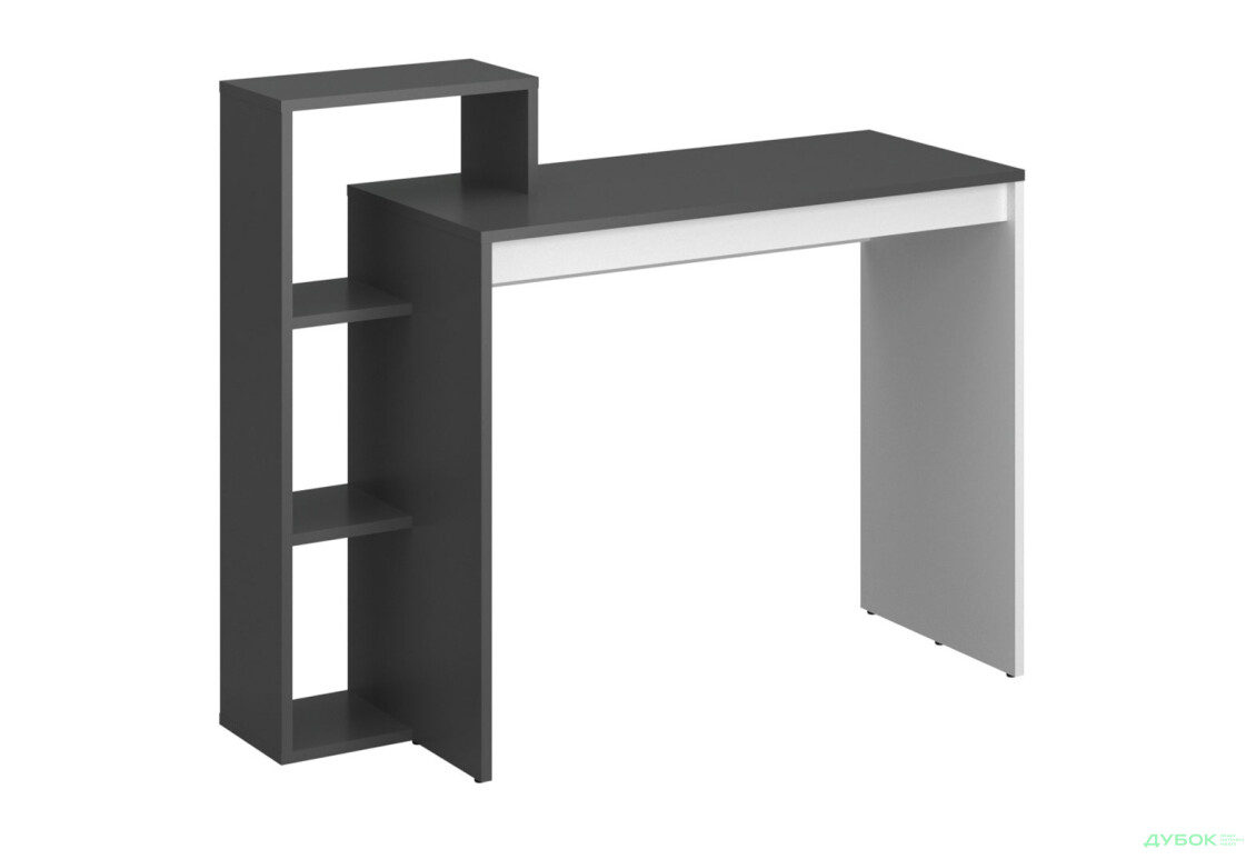 Стіл комп'ютерний VMV holding Н 110x40 см з полицями та надставкою, графіт/білий - Зображення 4 Зображення 4 - Стіл комп'ютерний VMV holding Н 110x40 см з полицями та надставкою, графіт/білий