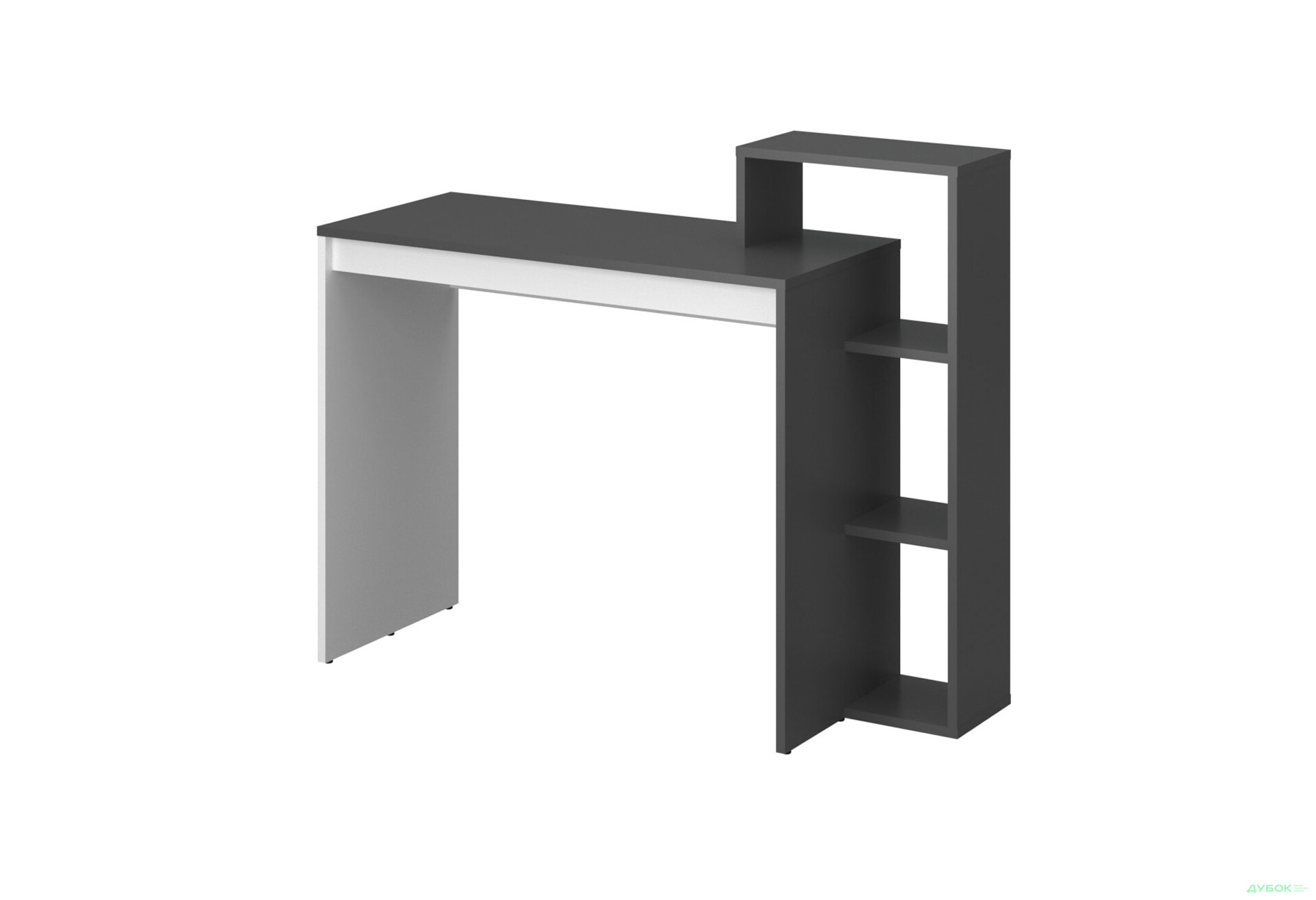 Стіл комп'ютерний VMV holding Н 110x40 см з полицями та надставкою, графіт/білий - Зображення 1 Зображення 1 - Стіл комп'ютерний VMV holding Н 110x40 см з полицями та надставкою, графіт/білий