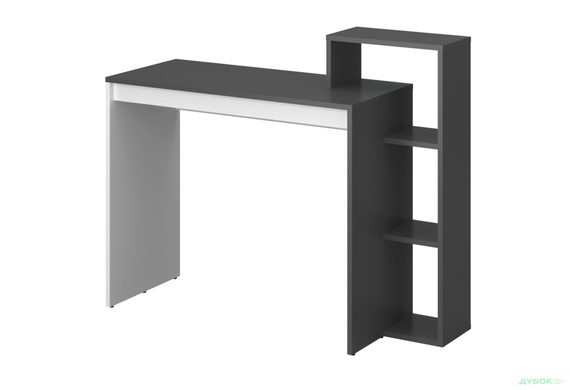 Стіл комп'ютерний VMV holding Н 110x40 см з полицями та надставкою, графіт/білий - Зображення 1 Зображення 1 - Стіл комп'ютерний VMV holding Н 110x40 см з полицями та надставкою, графіт/білий
