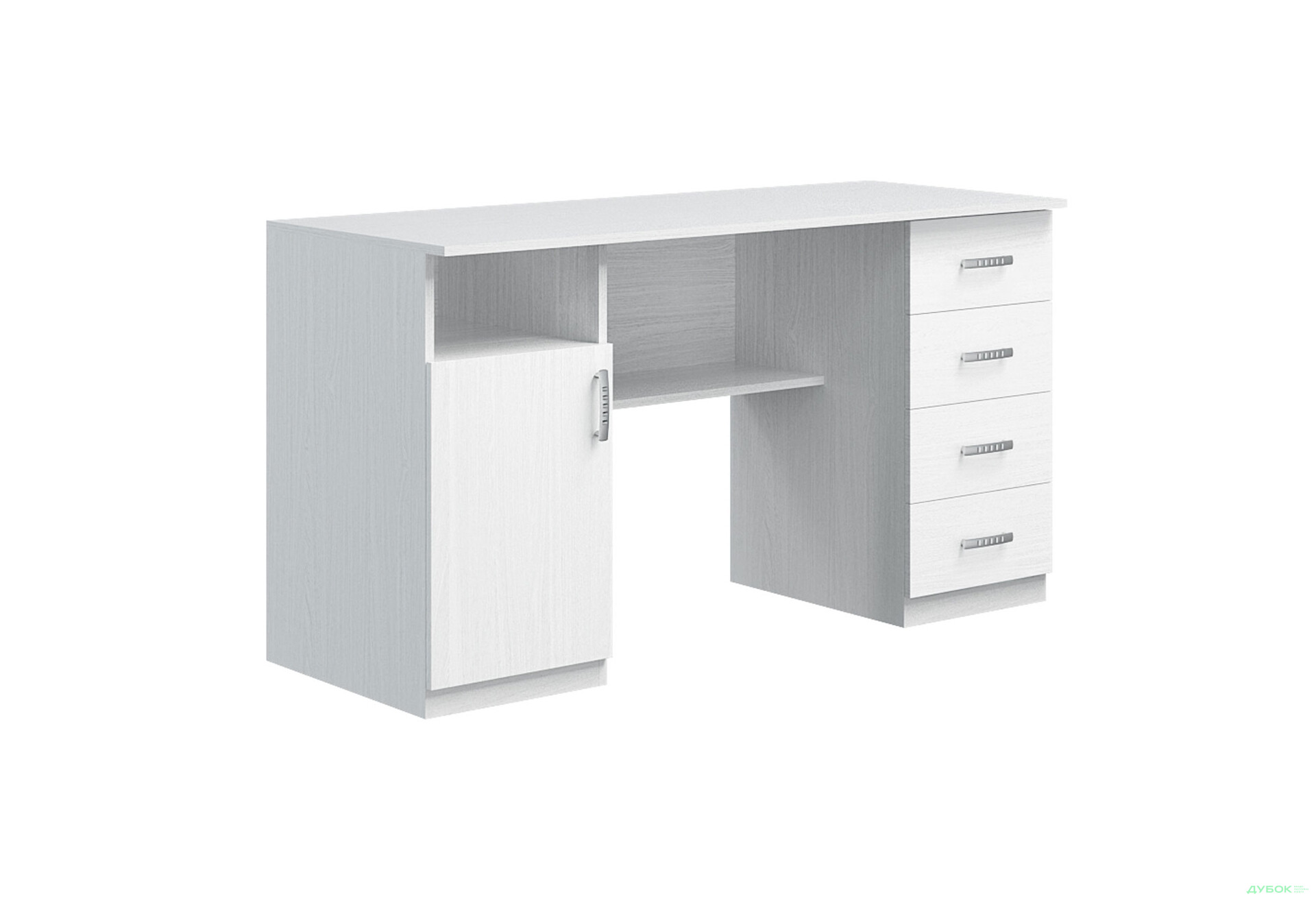 Зображення 2 - Стіл письмовий Київський стандарт Е1 СМ 135x60 см з тумбою і шухлядами, білий структурний new