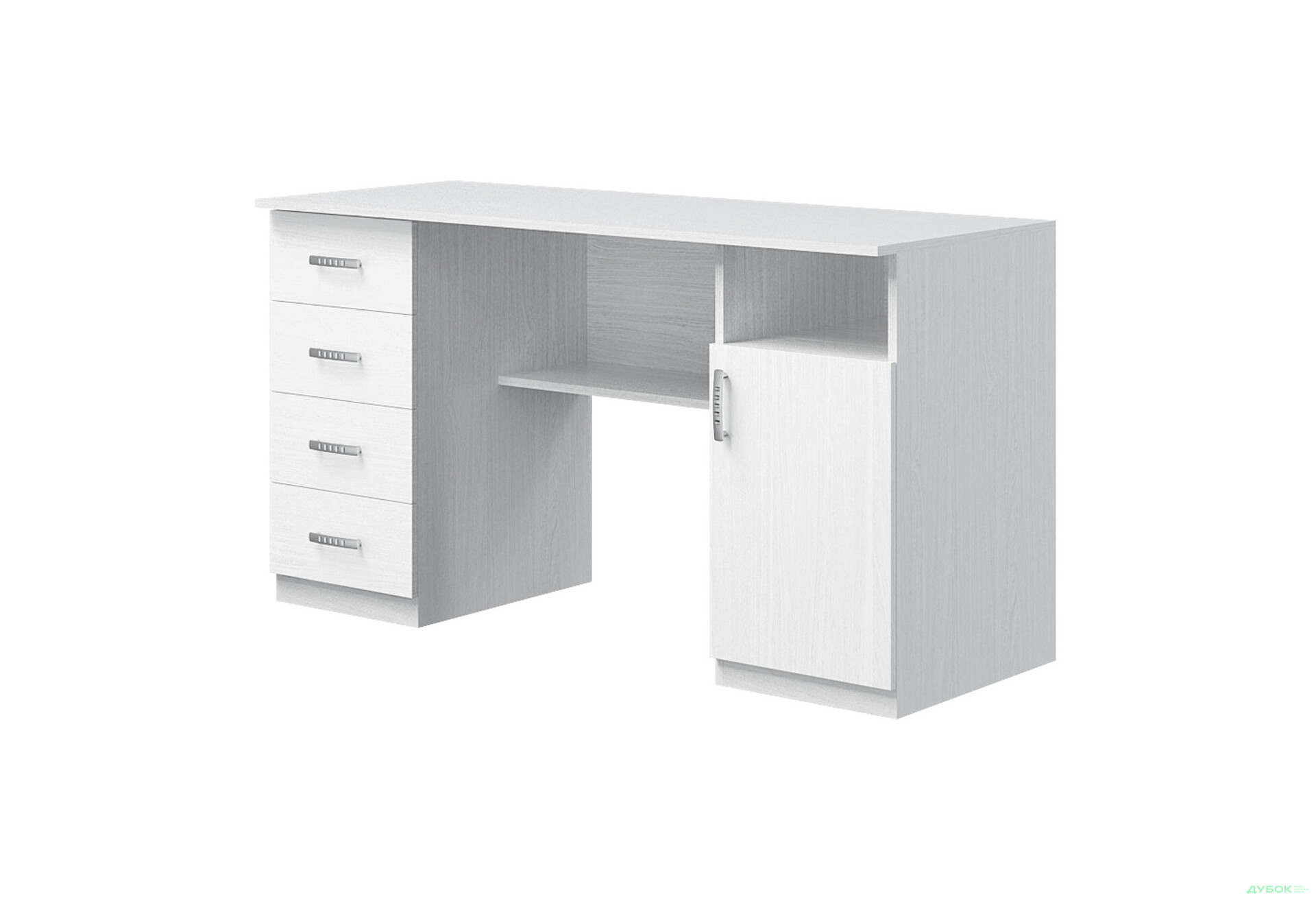 Зображення 1 - Стіл письмовий Київський стандарт Е1 СМ 135x60 см з тумбою і шухлядами, білий структурний new