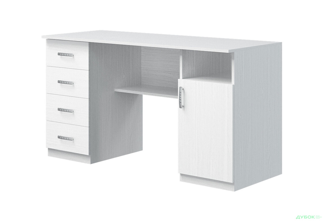 Стіл письмовий Київський стандарт Е1 СМ 135x60 см з тумбою і шухлядами, білий структурний new
